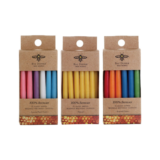 Hex Their Cake – Beeswax Birthday Candles (12-Pack)