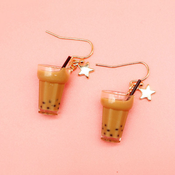 Milk Tea Shape Earrings Lightweight Jewelry for Bubble Tea Lovers Unique Gothic Charm