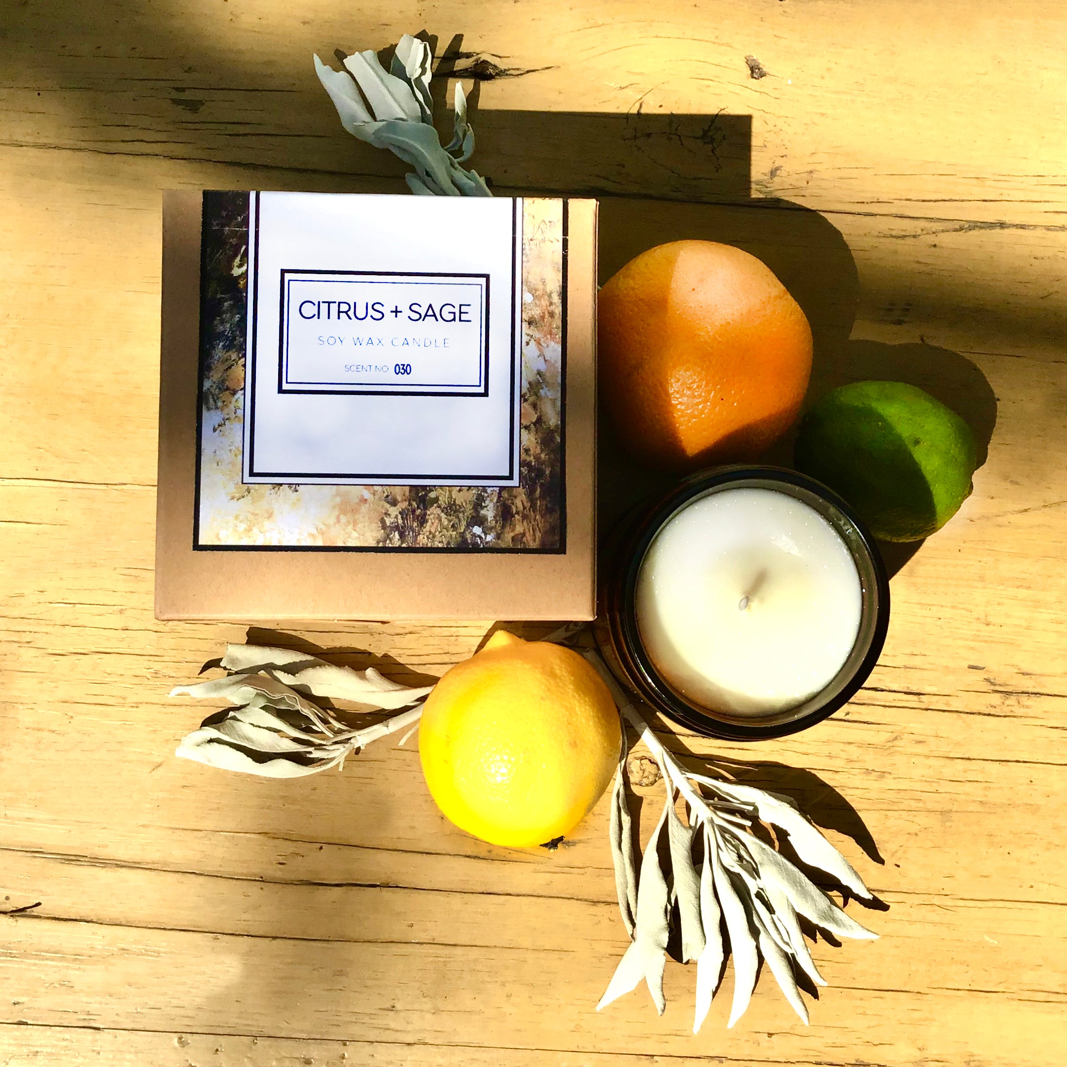 Citrus Sage Soy Wax Candle Hand Poured In Brooklyn Moonlit Calm 100 Percent Natural Oils For Free Spirited Souls