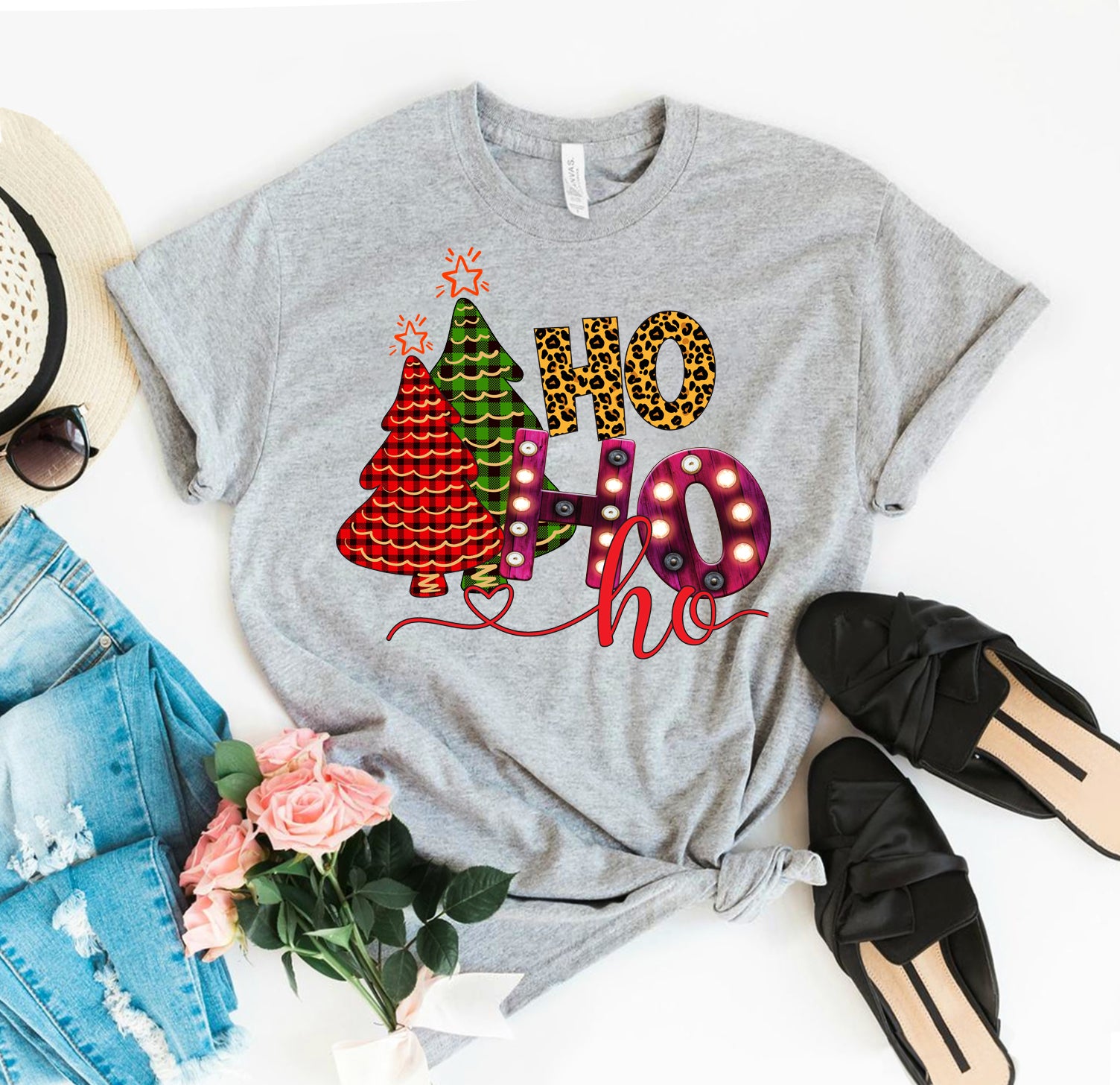 Merry Ho Ho Ho Christmas Tee – Soft Chaos Seasonal Sass