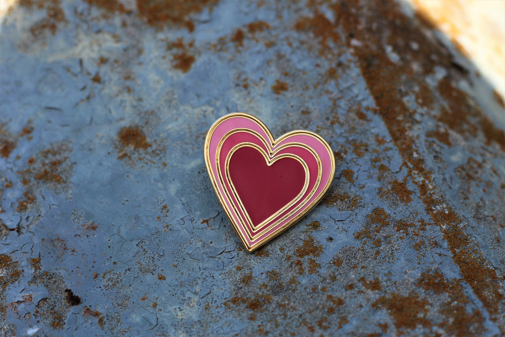 Radiant Heart Goth Enamel Pin For Dark Lovers, 1.5 Inch Gold And Black Art Deco Limited First Edition 001 Of 100