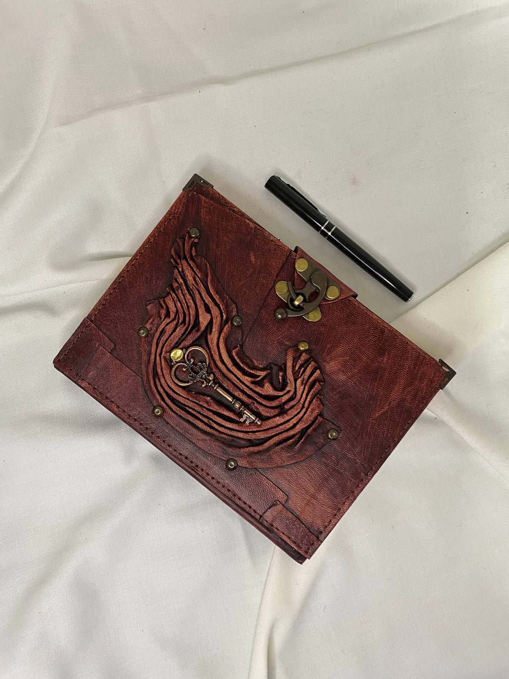 Key Design Brick Color Craft Leather Journal Diary Notebook