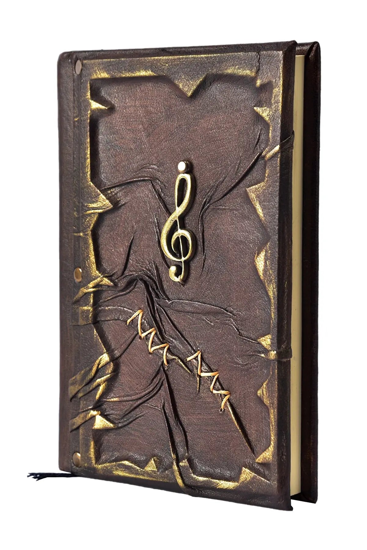 Treble Clef Journal Leather Notebook Brown Color