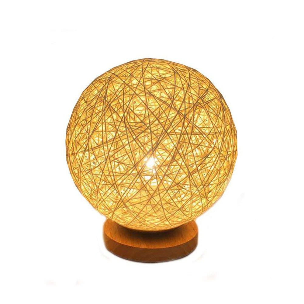 Wood Decorative Bedside Moon Lamp USB Charger Wood Table Lamp