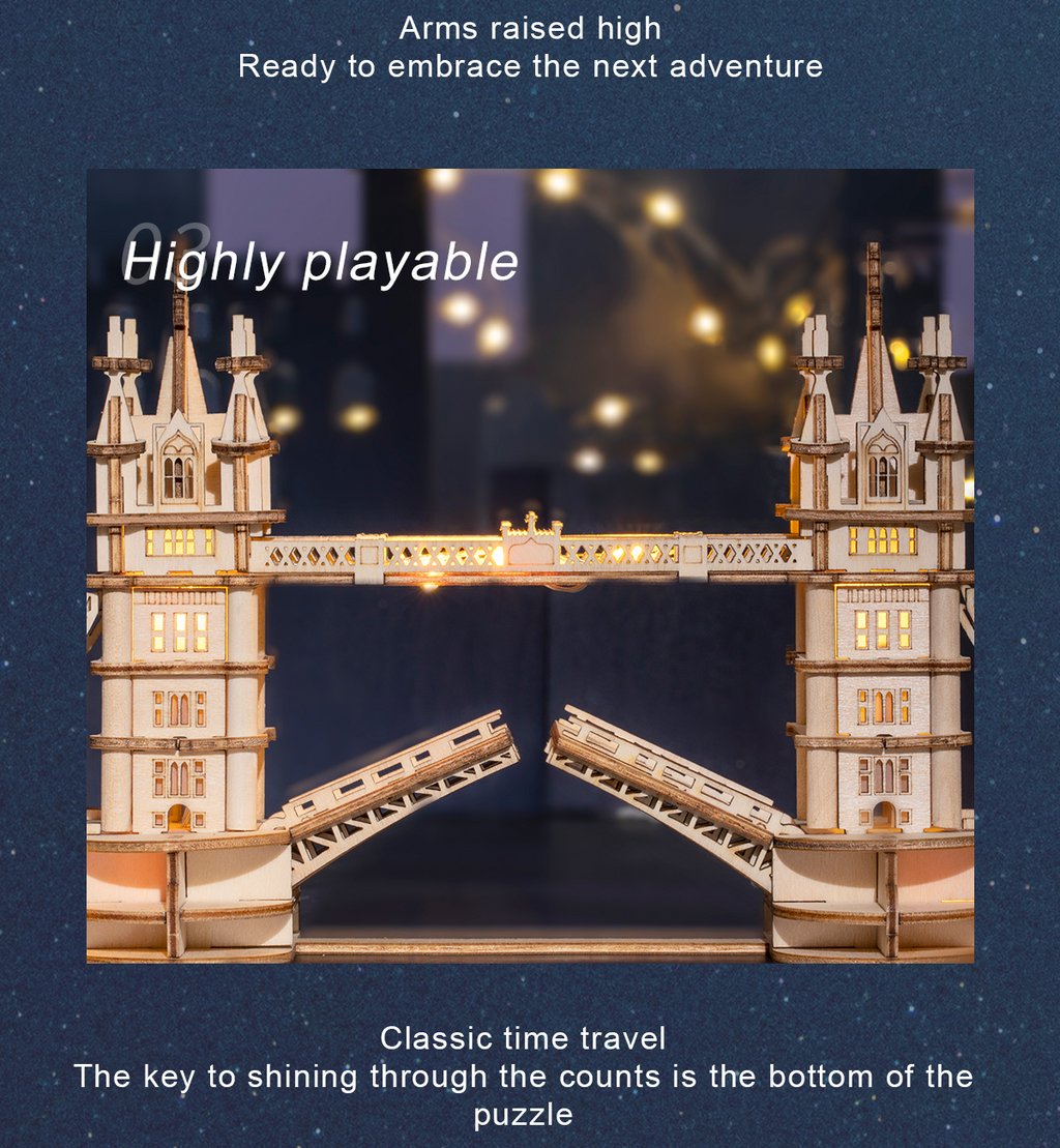 DIY 3D Tower Bridge Big Ben Building Wooden Puzzle