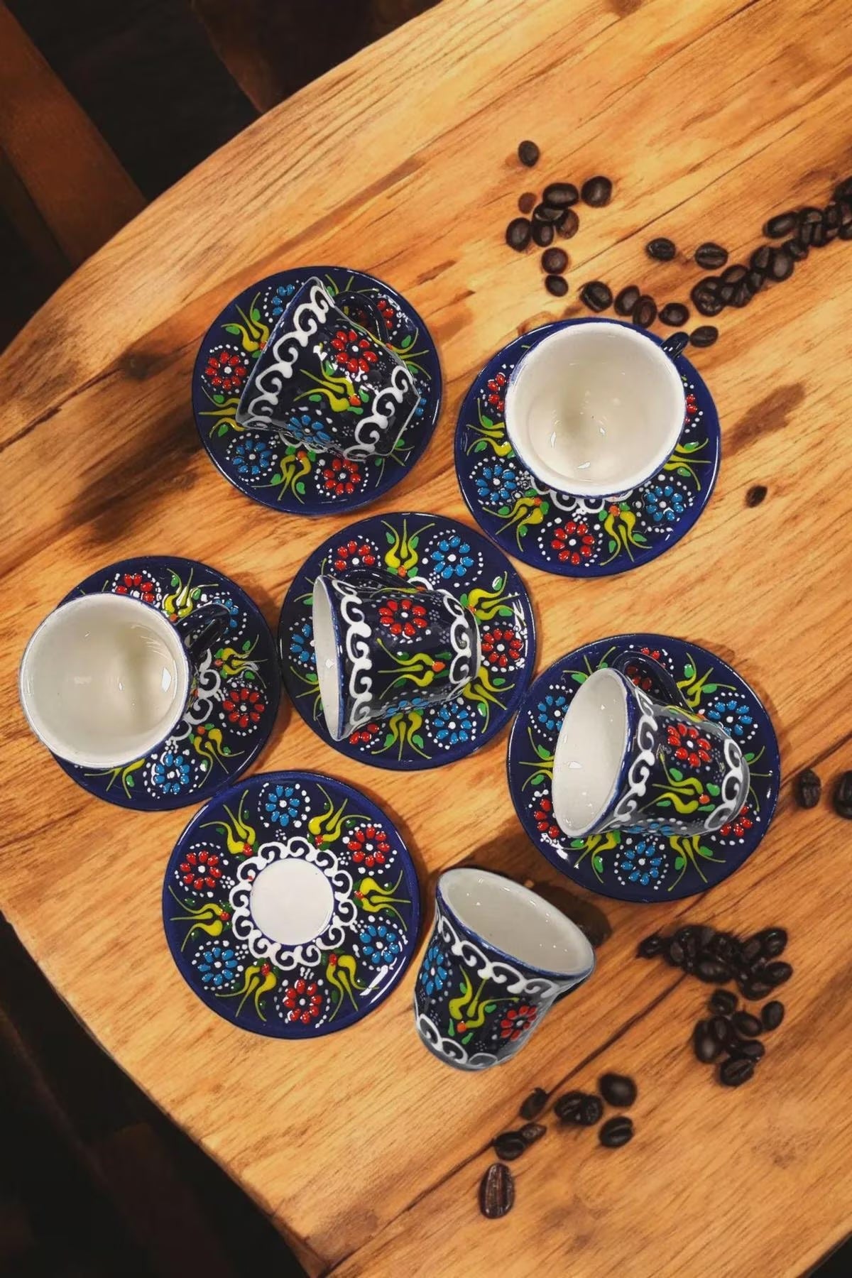 Handmade Embossed Coffee Cup Set for Turkish Coffee or Espresso