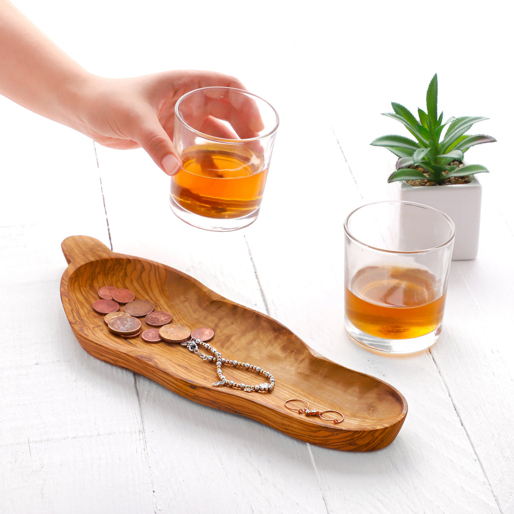 Handmade Olive Wood Leaf-Shaped Dish