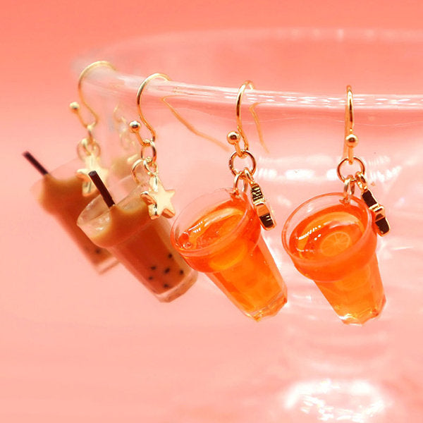 Milk Tea Shape Earrings Lightweight Jewelry for Bubble Tea Lovers Unique Gothic Charm