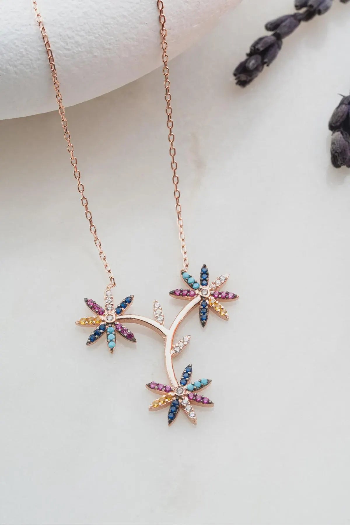 Sterling Silver Wildflower Necklace Dainty Floral Pendant
