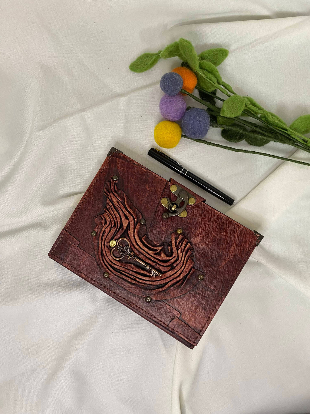 Key Design Brick Color Craft Leather Journal Diary Notebook