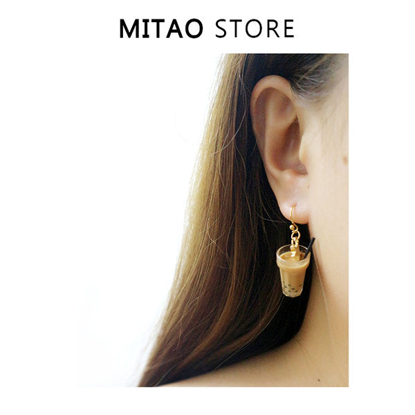 Milk Tea Shape Earrings Lightweight Jewelry for Bubble Tea Lovers Unique Gothic Charm