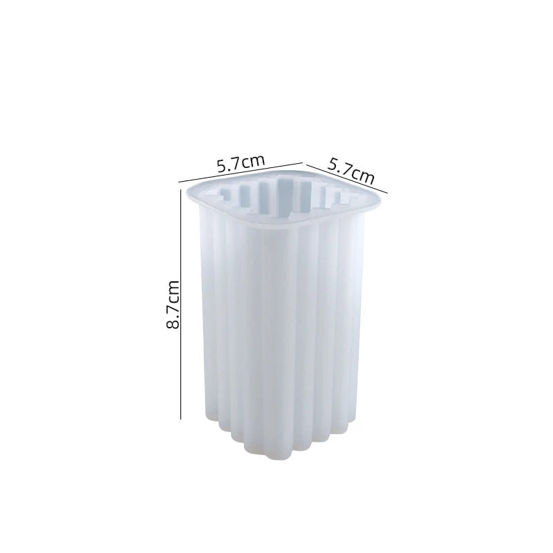 Classical Striped Roman Cylindrical Silicone Candle Mold Columnar Striped DIY Candle Holder Making Design Shape Candle Handmade