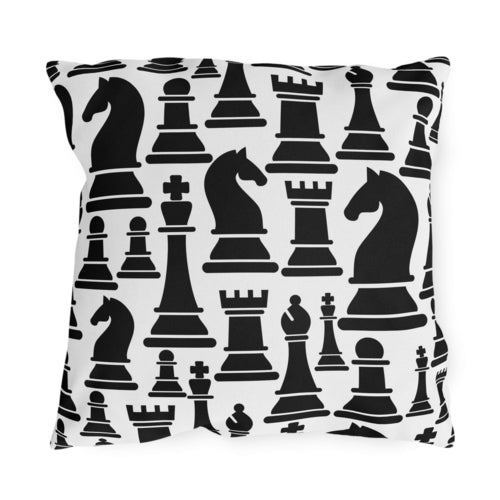 Indoor Outdoor Pillow Mystic Gothic With Black And White Chess Pattern For Creative Outdoor Decor Enthusiasts