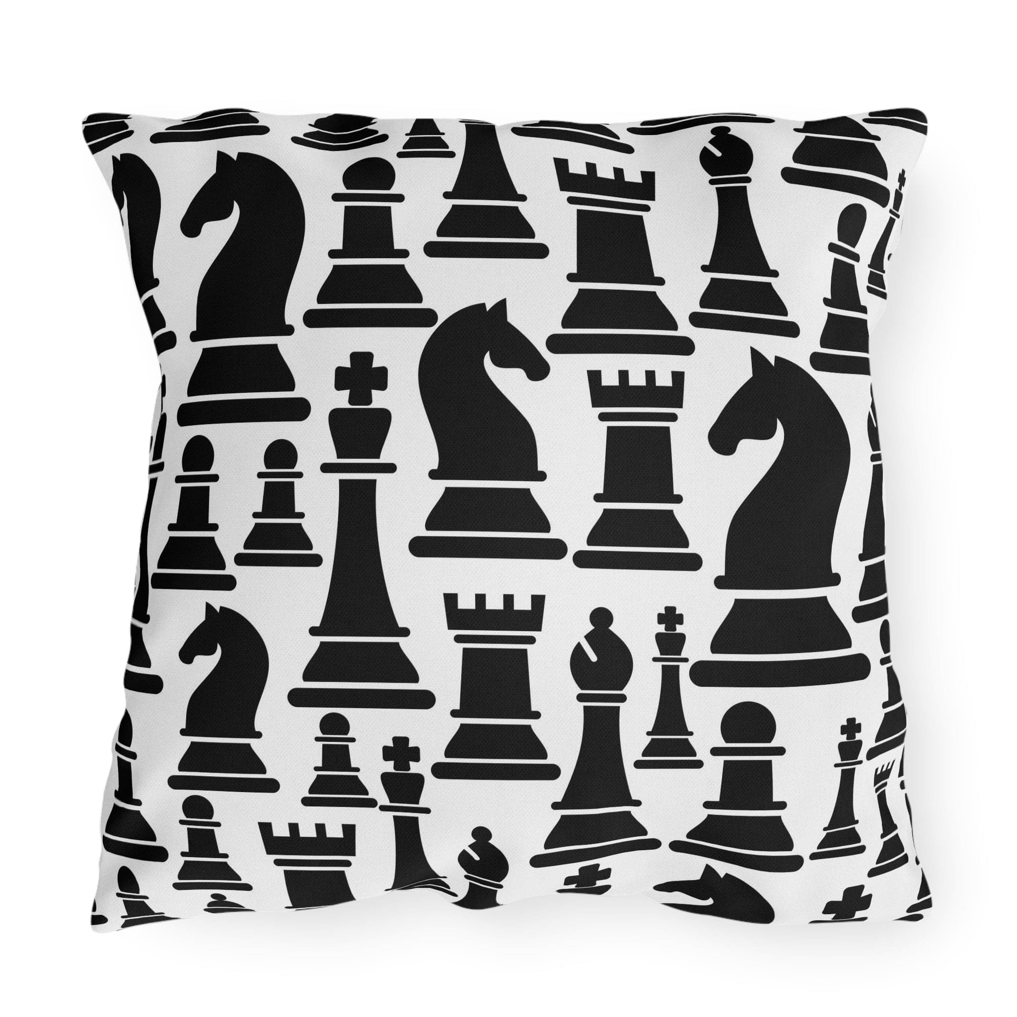 Indoor Outdoor Pillow Mystic Gothic With Black And White Chess Pattern For Creative Outdoor Decor Enthusiasts