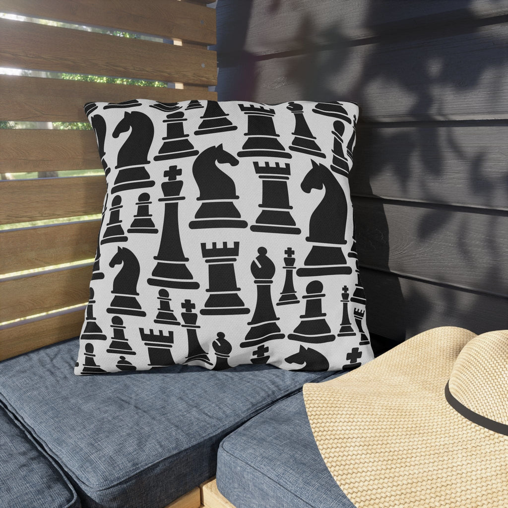 Indoor Outdoor Pillow Mystic Gothic With Black And White Chess Pattern For Creative Outdoor Decor Enthusiasts