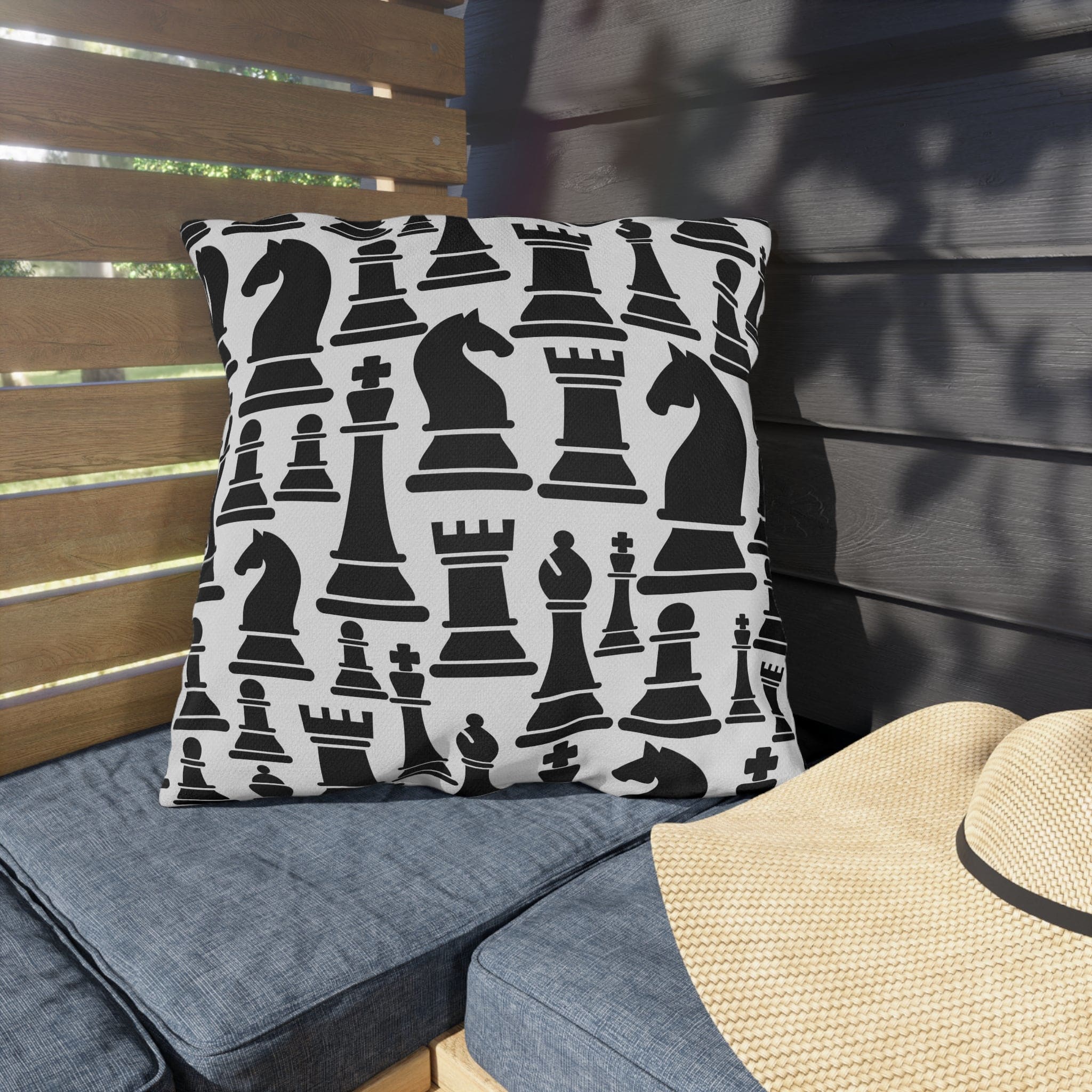 Indoor Outdoor Pillow Mystic Gothic With Black And White Chess Pattern For Creative Outdoor Decor Enthusiasts