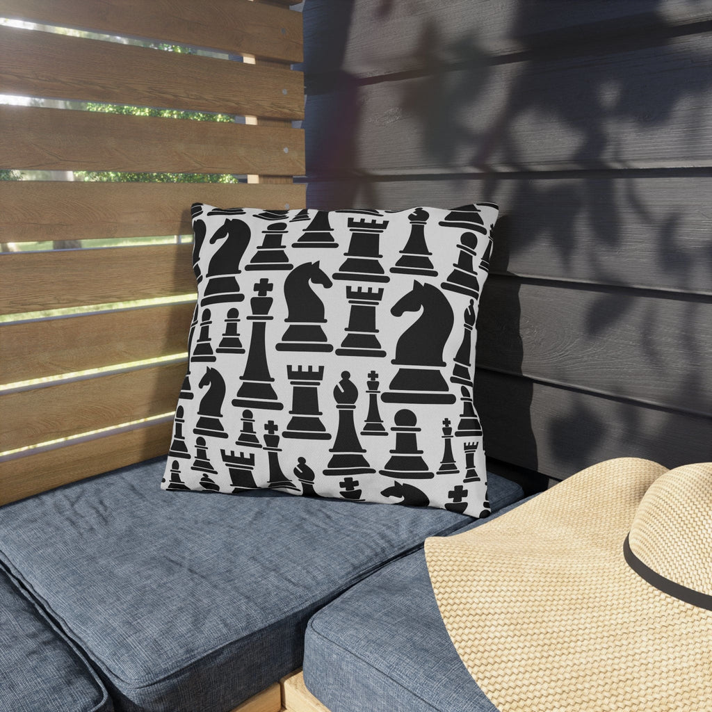 Indoor Outdoor Pillow Mystic Gothic With Black And White Chess Pattern For Creative Outdoor Decor Enthusiasts