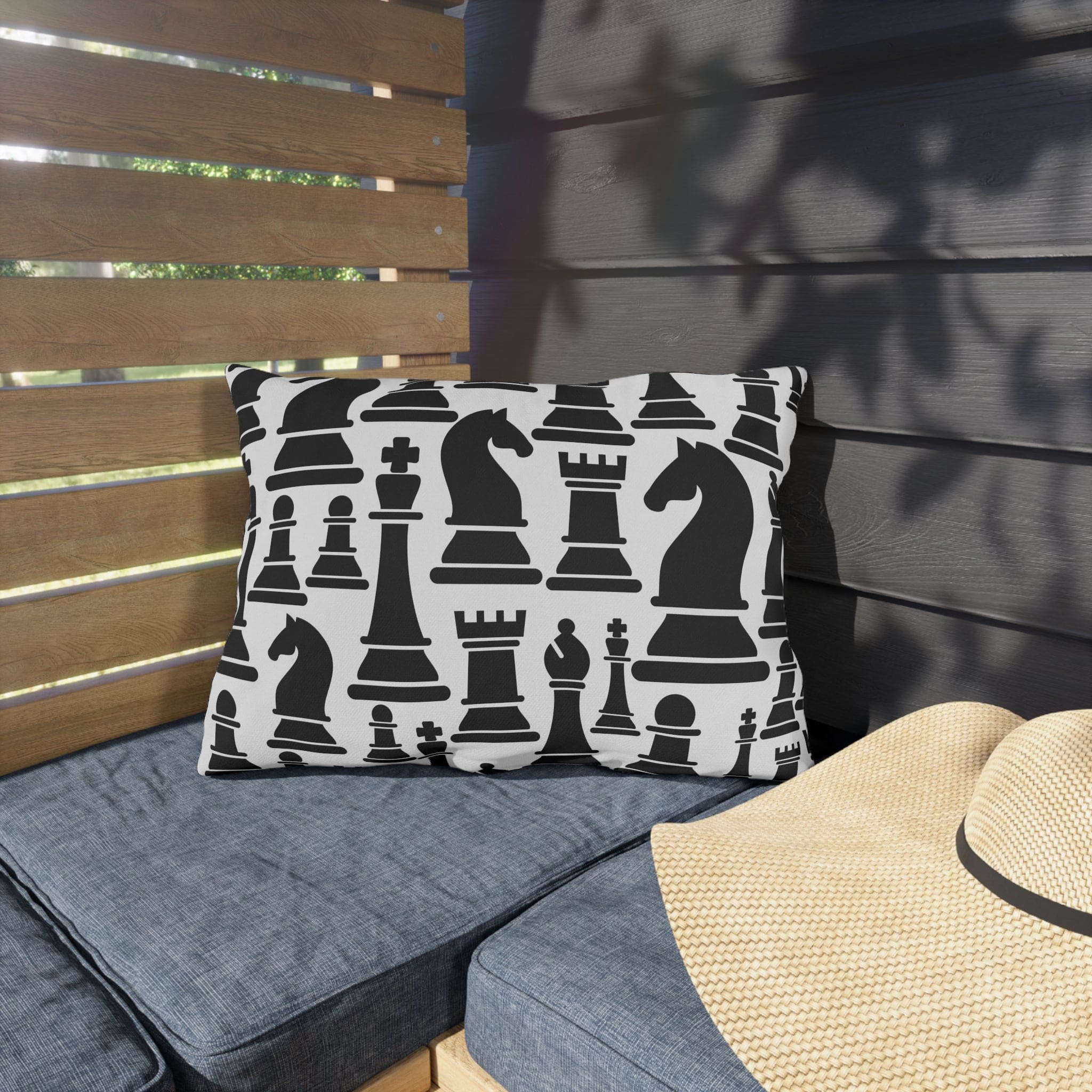 Indoor Outdoor Pillow Mystic Gothic With Black And White Chess Pattern For Creative Outdoor Decor Enthusiasts