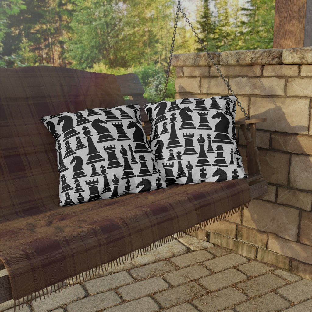 Indoor Outdoor Pillow Mystic Gothic With Black And White Chess Pattern For Creative Outdoor Decor Enthusiasts