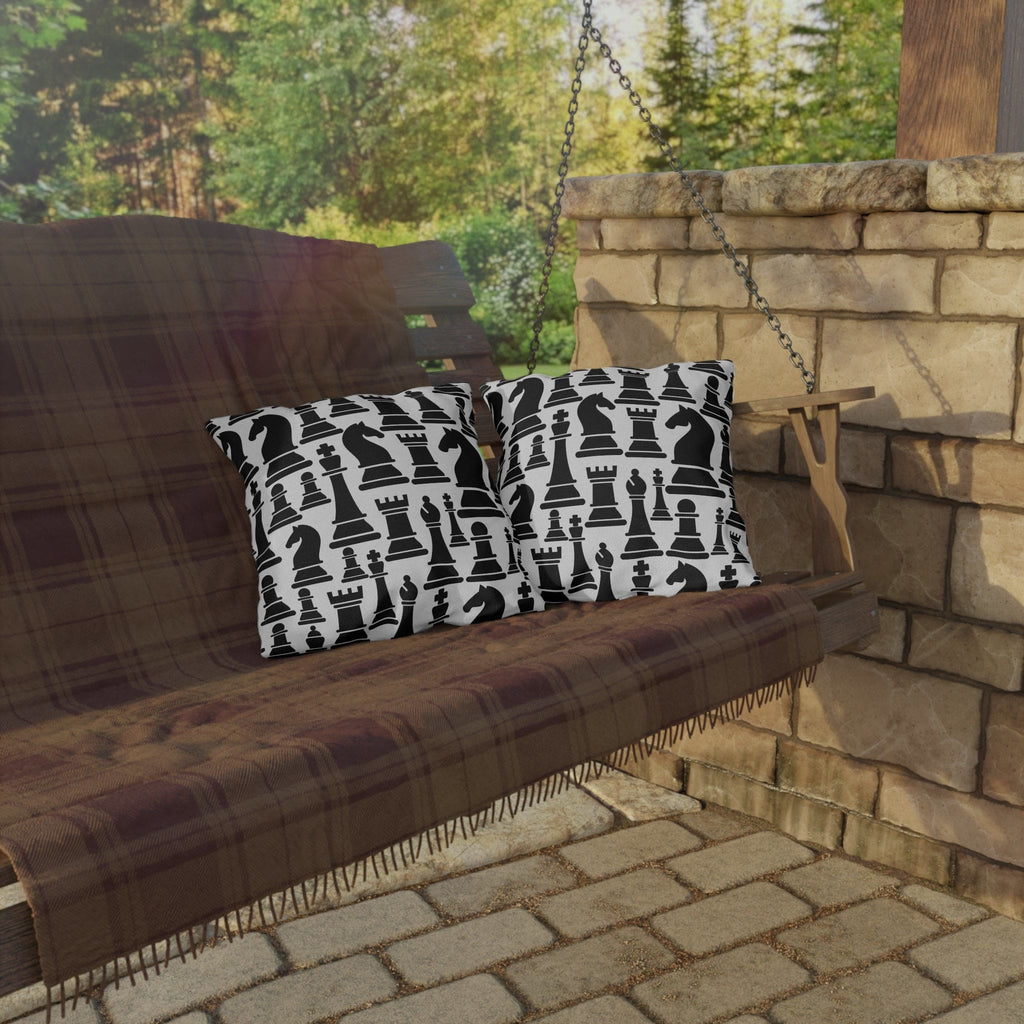 Indoor Outdoor Pillow Mystic Gothic With Black And White Chess Pattern For Creative Outdoor Decor Enthusiasts