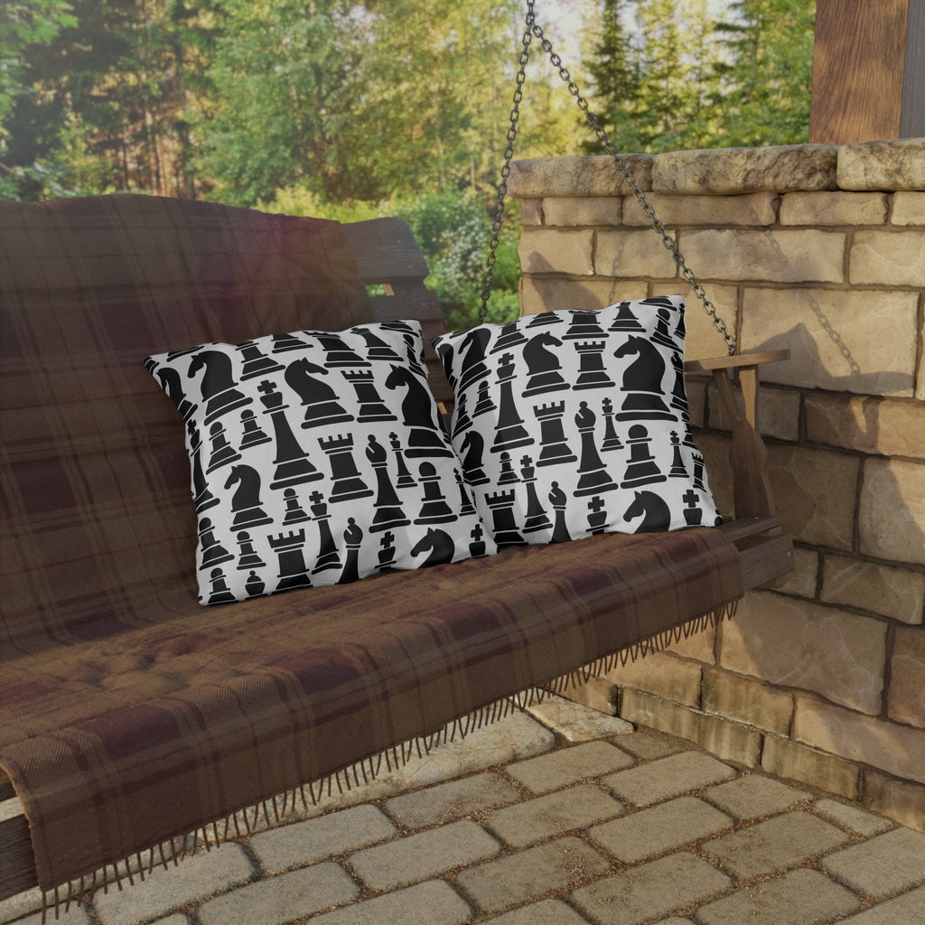 Indoor Outdoor Pillow Mystic Gothic With Black And White Chess Pattern For Creative Outdoor Decor Enthusiasts