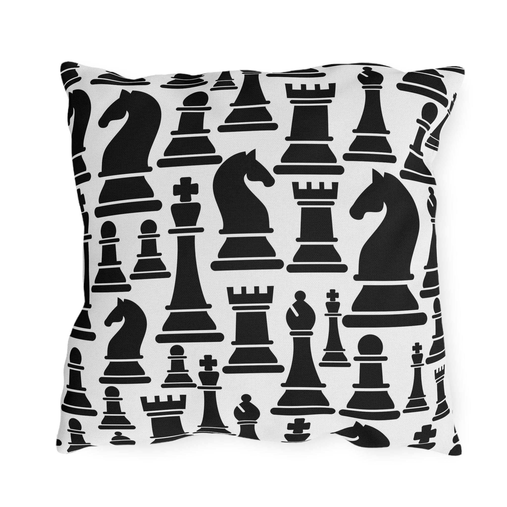 Indoor Outdoor Pillow Mystic Gothic With Black And White Chess Pattern For Creative Outdoor Decor Enthusiasts