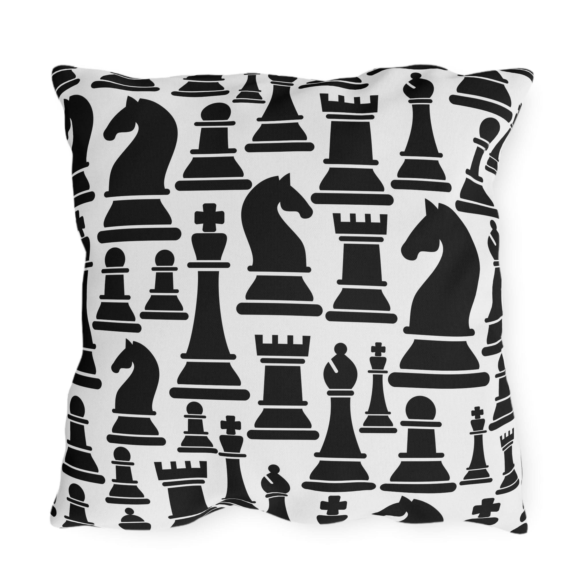 Indoor Outdoor Pillow Mystic Gothic With Black And White Chess Pattern For Creative Outdoor Decor Enthusiasts