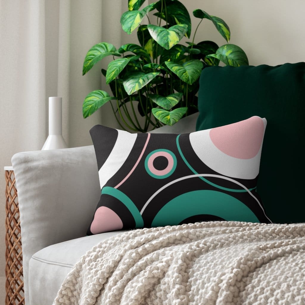 Decorative Lumbar Throw Pillow - Geometric - Black/multicolor