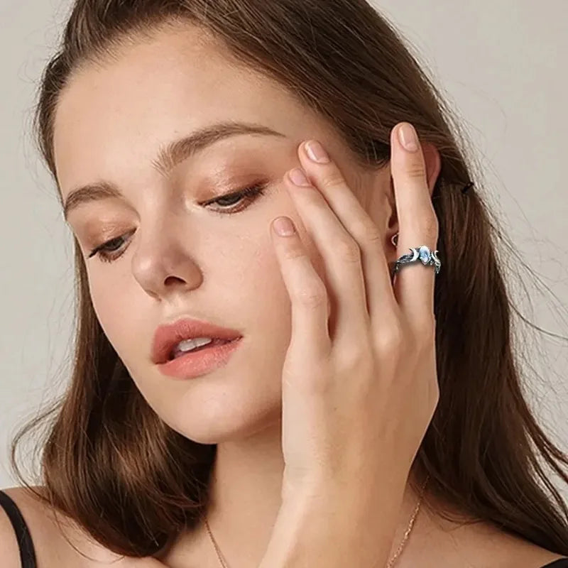 Triple Moon Goddess Sun Moon Celtic knot Couple Ring Set Cubic Zirconia Stone Rings Promise Jewelry Gifts for Valentines Day