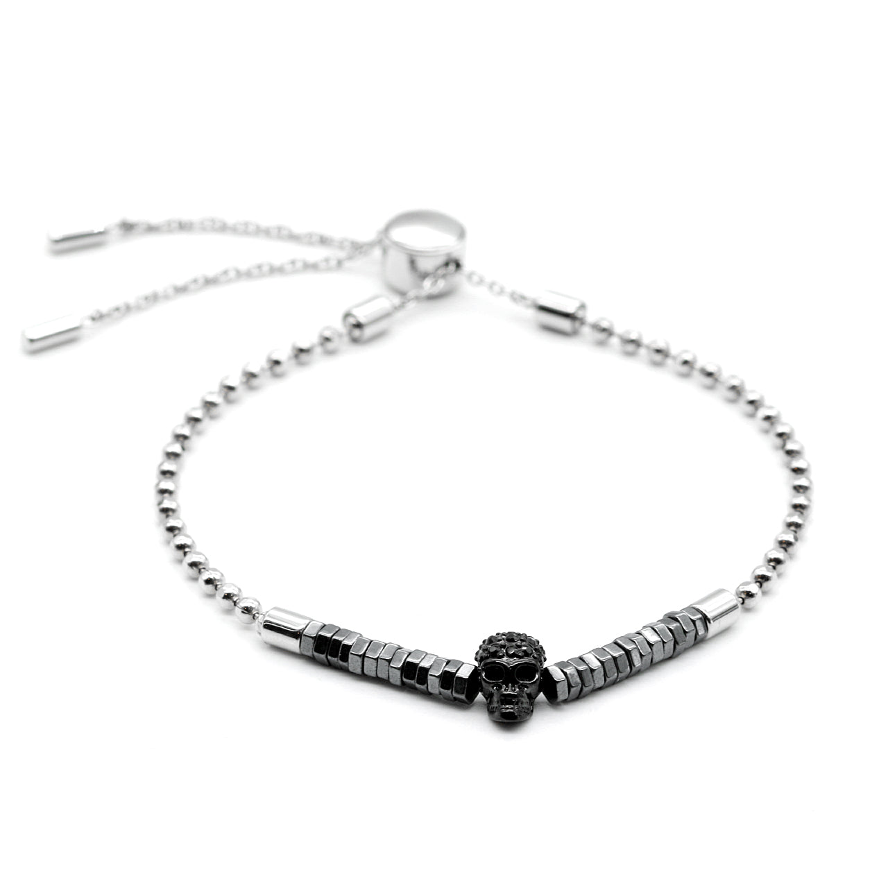 Bead Bracelet Black Crushed Skull Beaded Pull-Chain Bracelet