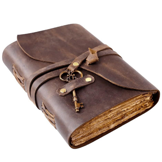 Vintage Leather Notebook With Key Closure