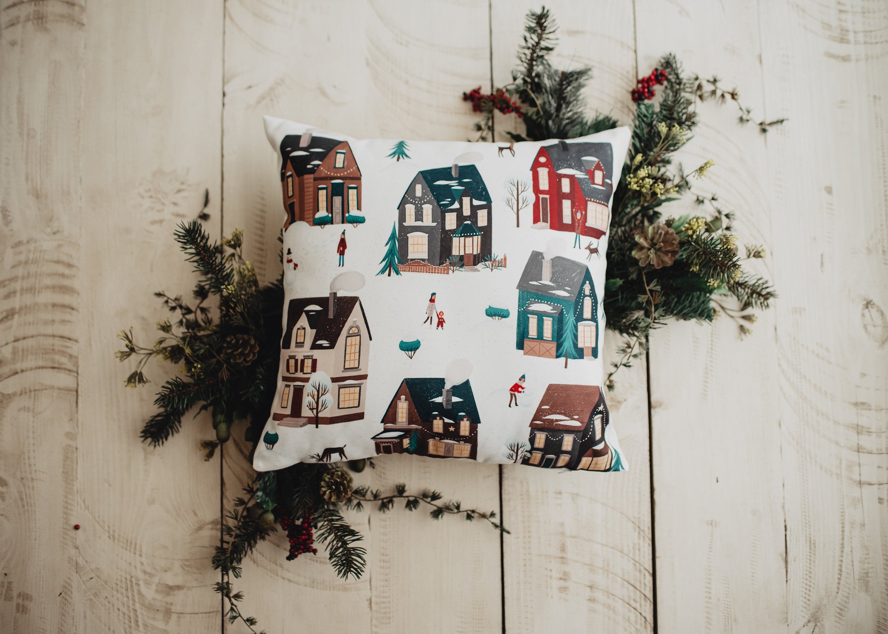 Christmas Village Pillow