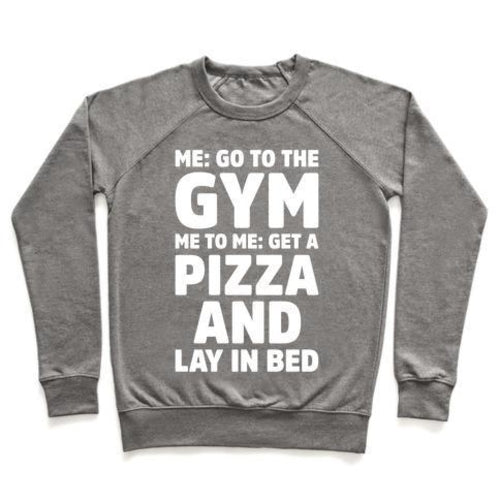 ME TO ME GO THE GYM WHITE PRINT CREWNECK SWEATSHIRT