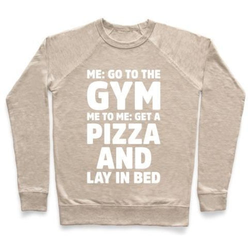 ME TO ME GO THE GYM WHITE PRINT CREWNECK SWEATSHIRT