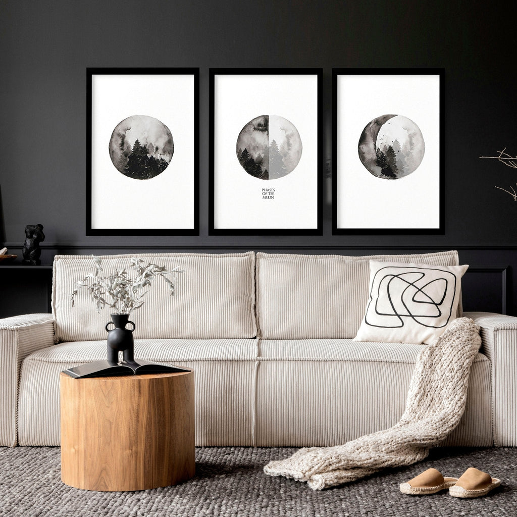 Moon wall art | set of 3 framed wall art prints