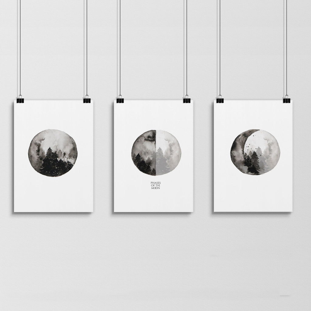 Moon wall art | set of 3 framed wall art prints