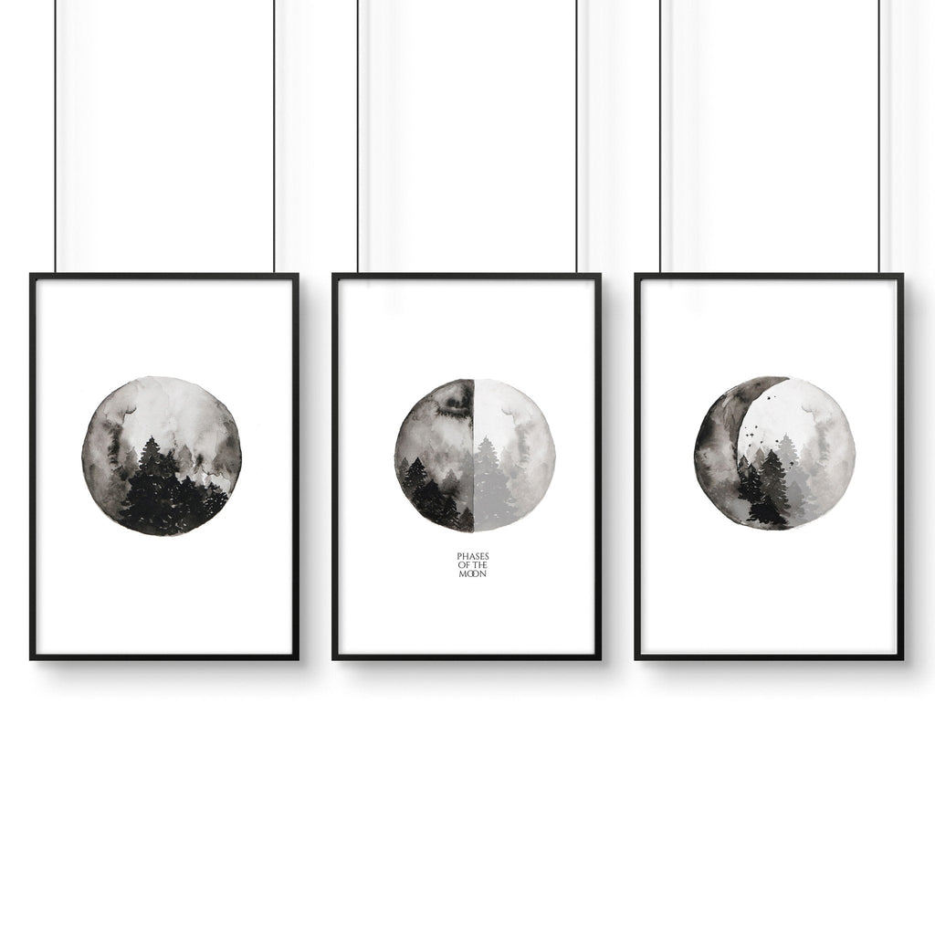 Moon wall art | set of 3 framed wall art prints