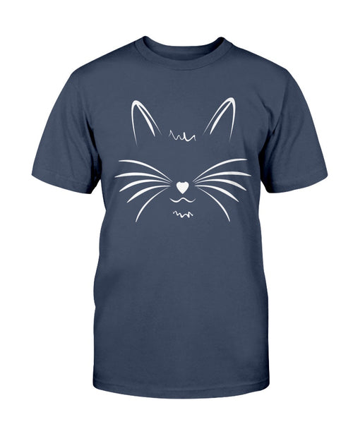 I Love Cats Face with Heart Nose Black + Navy Bella + Canvas Unisex T-