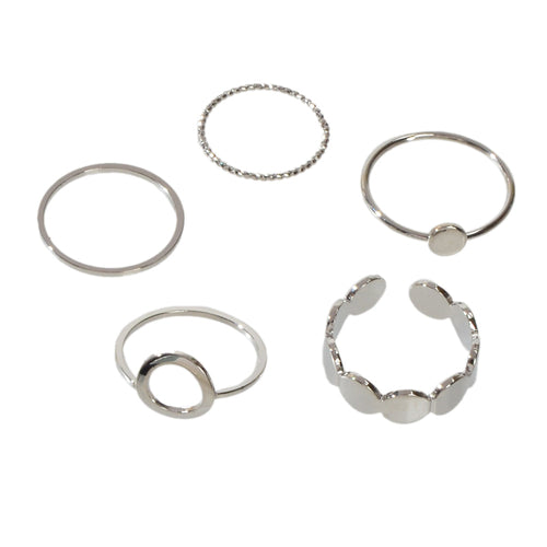 5 pcs Minimalist Jewellery Gold Silver Metal Geometric Midi Finger