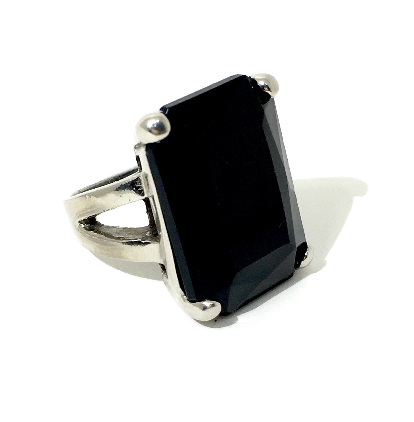 Sterling Silver Jet Black Crystal  Ring