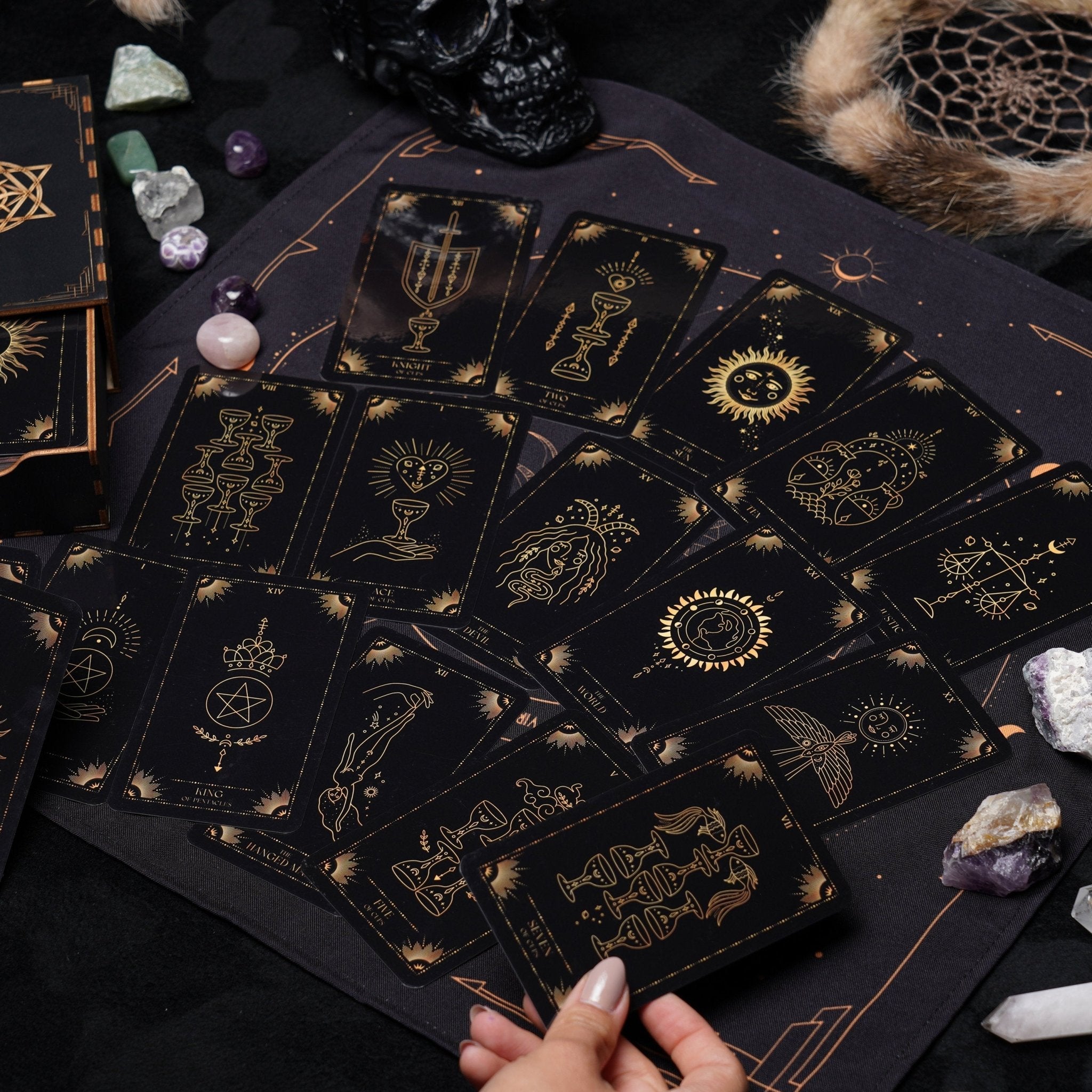 Sunlight Tarot Cards Enchanted Shadows Gold Arcana Deck