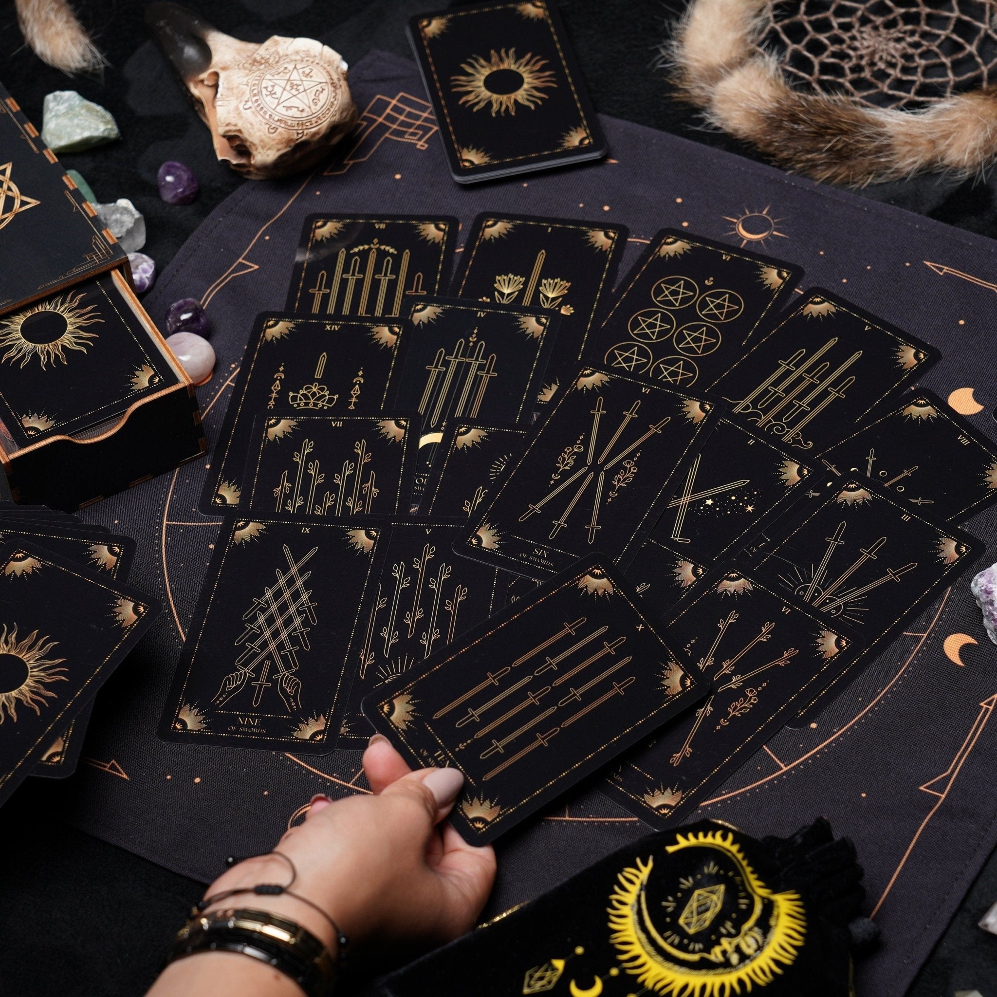 Sunlight Tarot Cards Enchanted Shadows Gold Arcana Deck