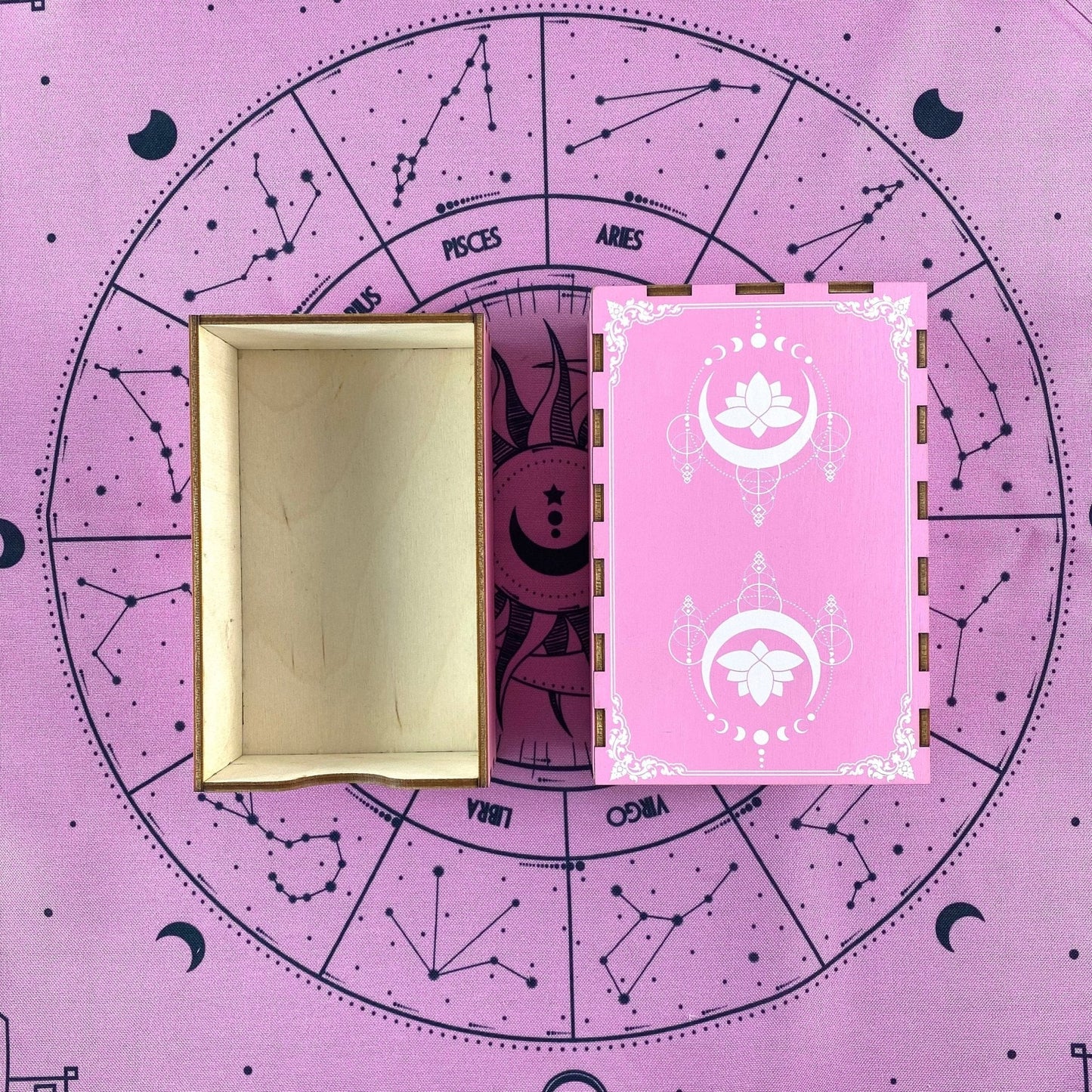 Tarot Wooden Box Pink Lotus