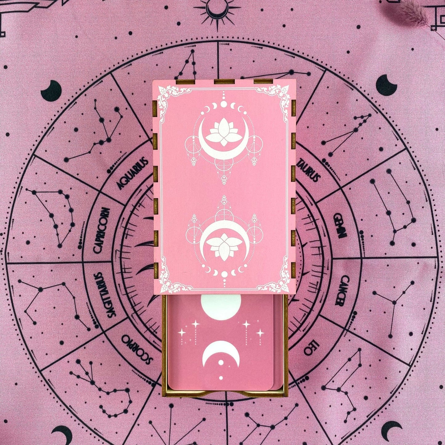 Tarot Wooden Box Pink Lotus