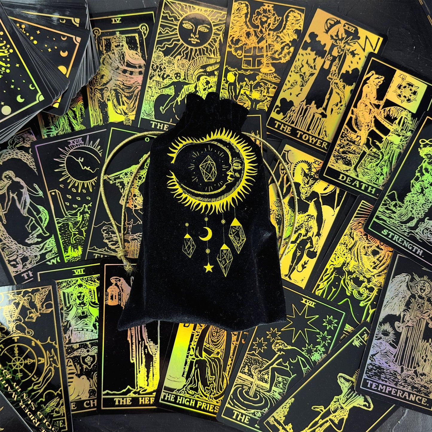 The Smith-Waite Tarotc Cards Gold Rainbow Foil