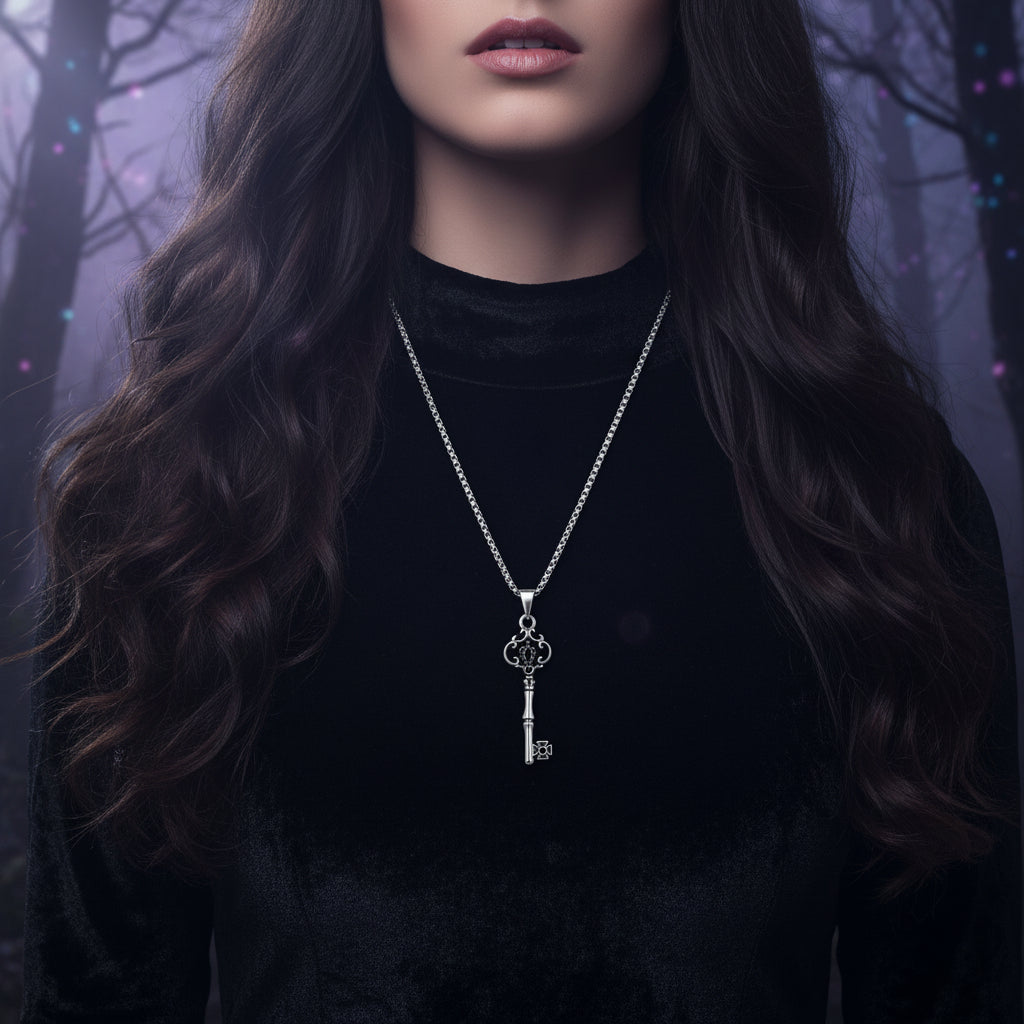 Stainless Steel Key Necklace- High Polished