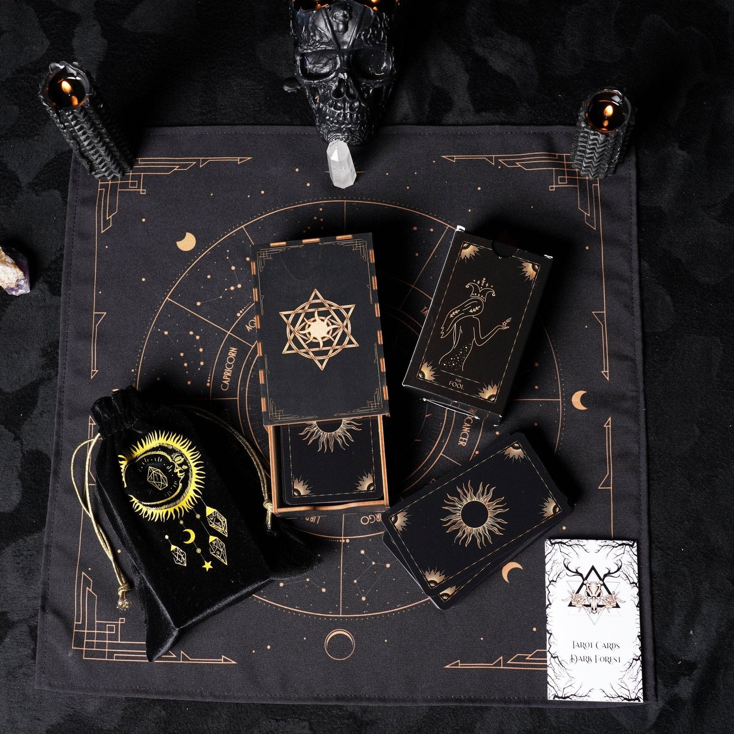 Velvet Tarot Cards Bag Black&Gold