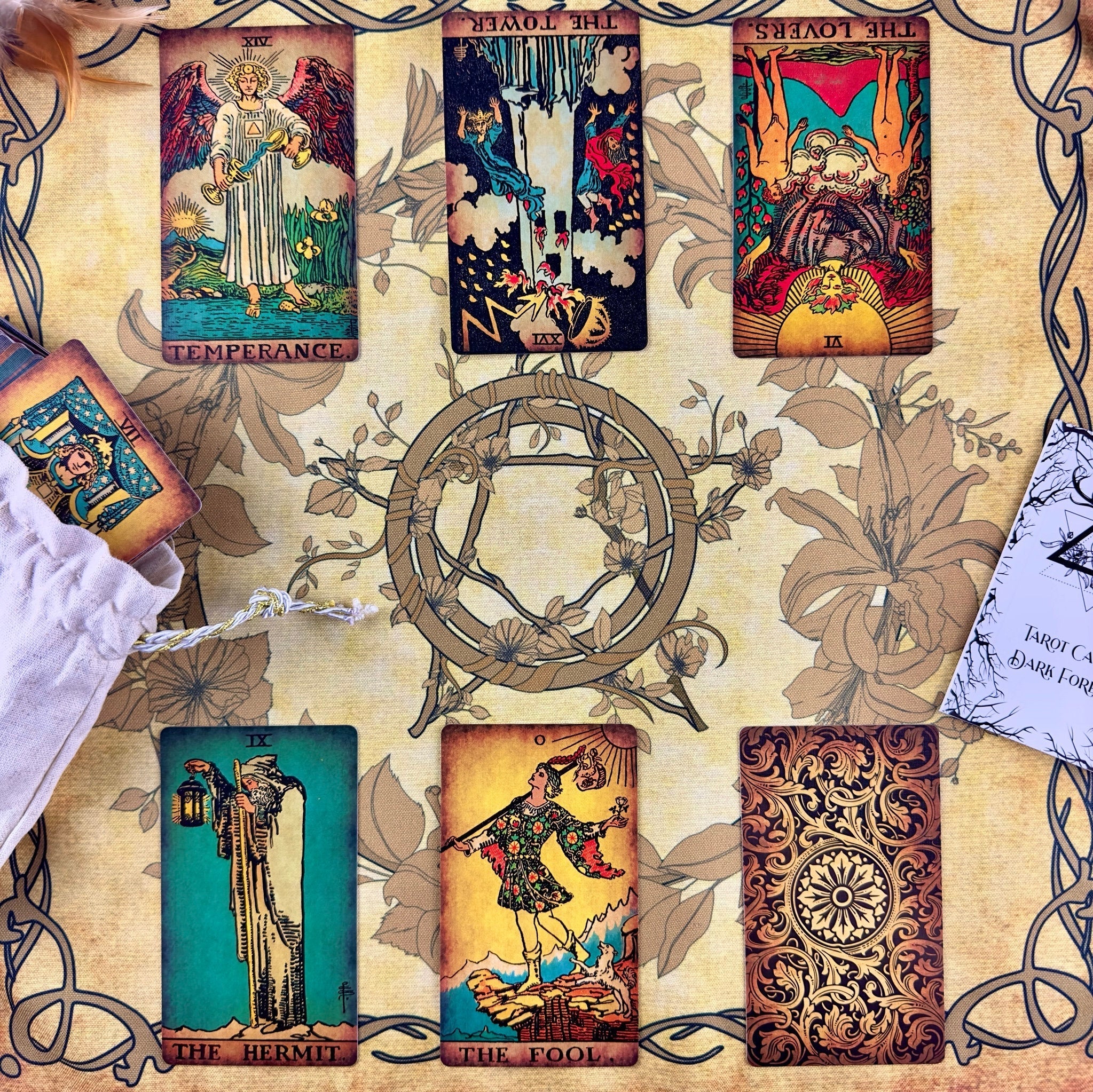 Enchanted Shadows Vintage Tarot Card Bag Premium Linen